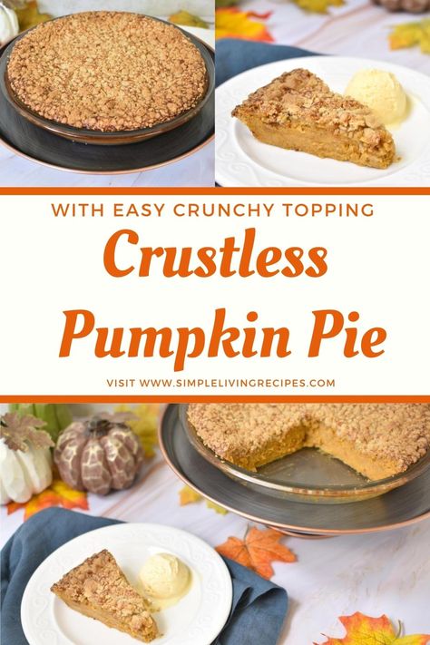 A delicious and easy pumpkin pie with no crust, but instead, a delicious crumb topping. You can even make it gluten-free. Pumpkin Pie Recipe With Condensed Milk, Pumpkin Pie With Condensed Milk, Pie With Condensed Milk, Recipe With Condensed Milk, Crustless Pumpkin Pie, Butter Pecan Cake, Easy Thanksgiving Recipes, Yummy Fall Recipes, Easy Pumpkin Pie