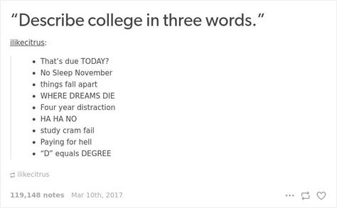 Hilarious Posts About College – 100 Memes and Funny Pictures College Life Humor, University Memes, Funny College Memes, College Stories, Funny College, Funny Tumblr Stories, Studying Memes, College Memes, College Quotes