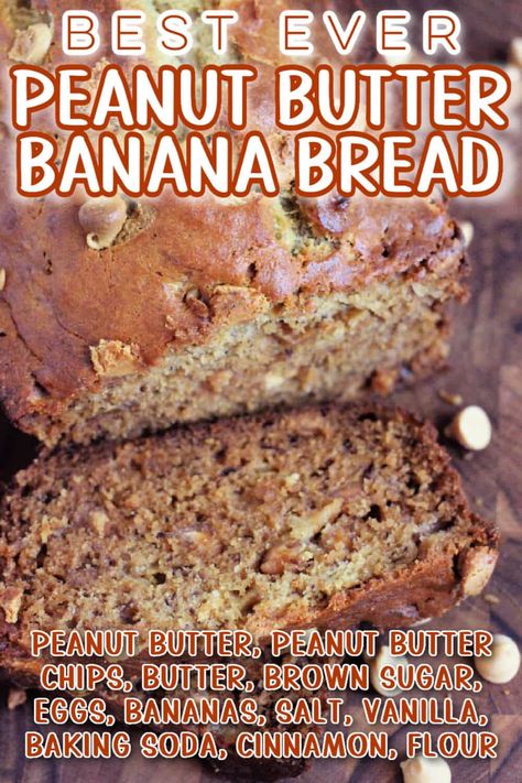 Peanut Butter Banana Bread Recipe, Butter Bread Recipe, Butter Banana Bread, Peanut Butter Dessert Recipes, Peanut Butter Banana Bread, Peanut Butter Bread, Banana Bread Ingredients, Family Desserts, Chunky Peanut Butter