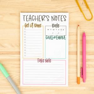 Teacher Notepad Stationary Must Haves, Teacher To Do List, Notepad Crafts, Teacher Notepad, Teacher Must Haves, Note Pad Design, Notepad Gift, Middle School Teachers, Teacher Notes