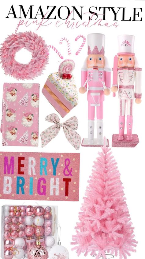 pinkkk Boho Pink Christmas Tree, Christmas Decor Ideas Pink, Pink Christmas Ideas, Winter Candyland, Dorm Christmas, Christmas Core, Sugarplum Christmas, Dolly Christmas, Christmas Aesthetics