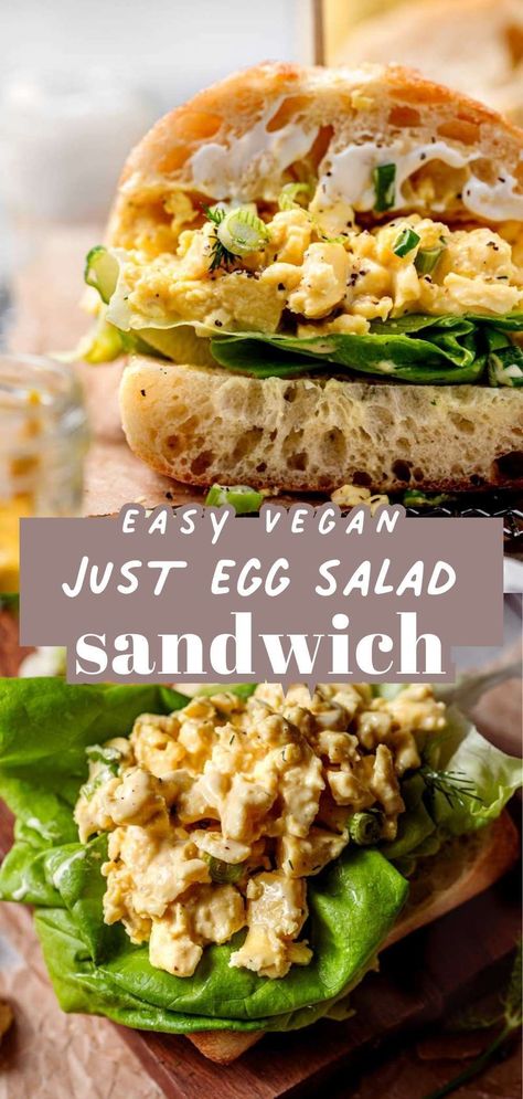 Vegan Egg Salad Recipe, Vegan Egg Salad, Seasonal Vegan Recipes, Vegetarian Sandwich Recipes, Vegan Brunch Recipes, Just Egg, Egg Salad Sandwich, Easy Egg Salad, Vegan Egg