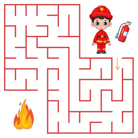 Circus Kids Crafts, Fire Safety Theme, Mazes For Kids Printable, Fire Safety Preschool, Sports Games For Kids, Maze Worksheet, Physical Activities For Kids, Mazes For Kids, Fire Safety