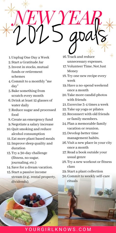 Ever wonder why every New Year starts with a sky-high stack of resolutions, only to end up as a forgotten footnote in February? But not anymore! With thsese realistic and fun new year goals, yoiu're bound to be the new you this year!  Check the out! Year Goals Aesthetic, New Year Goals Bullet Journal, New Years Resolution Aesthetic, New Year Goals Aesthetic, New Year Goals Ideas, Year Goals Ideas, New Year To Do List, Bullet Journal New Year, 2025 Motivation