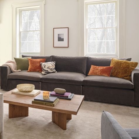 Modular Harmony Sectional | Sofa With Chaise | West Elm Rh Cloud Sofa, Comfortable Sectional, Sectional Sofa With Chaise, Sofa With Chaise, Storage Chaise, Lumbar Pillows, Modular Sectional Sofa, Modular Sectional, Pillows And Throws