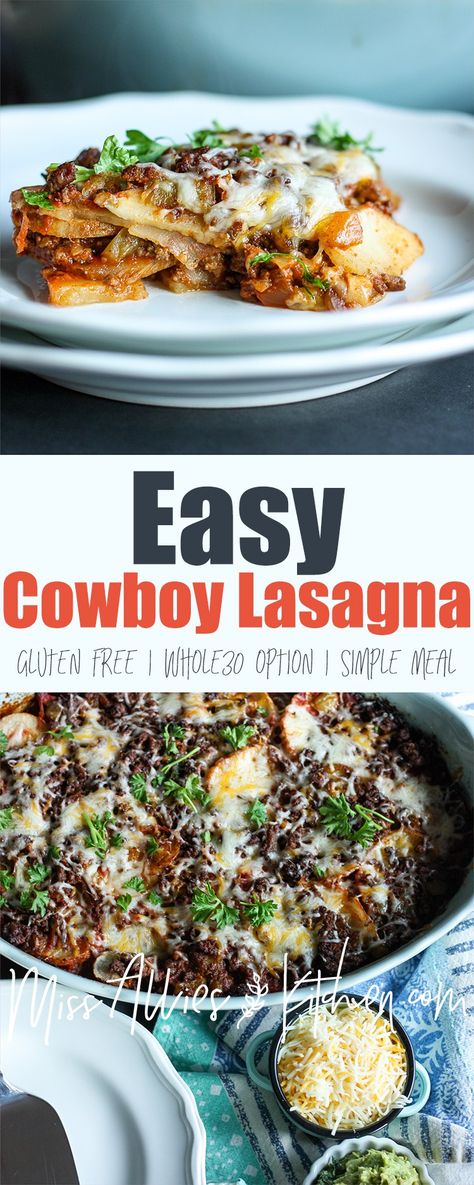 Easy Cowboy Lasagna - with a Whole30 option! Kitchen Calling, Cowboy Lasagna, Whole30 Dinners, My Person, Whole30 Recipes, People Pleaser, Healthy Pasta Recipes, My People, Quick Dinner Recipes