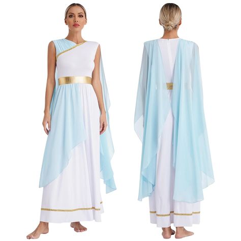 👑 Reign supreme at the Halloween party in this exquisite Greek Roman Queen Toga! Perfect for cosplay or carnival, channel your inner goddess. ✨🎭 #RomanRoyalty #GreekGoddessStyle #TogaDress2024 #HalloweenVibes #CosplayQueen #carnivalelegance https://miazajfashion.com/products/womens-halloween-greek-roman-queen-cosplay-costume-ancient-toga-chiffon-dress-for-carnival-party Roman Queen, Choir Costume, Goddess Cosplay, Worship Dress, Toga Dress, Tulle Shawl, Church Choir, Goddess Costume, Egyptian Queen