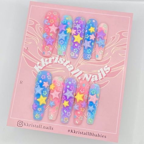 Kidcore Nail Art, Kidcore Nails, Makeup Pallets, Hippie Nails, Nail Art Designs Diy, Dope Nail Designs, Pretty Gel Nails, Really Cute Nails, Kawaii Nails