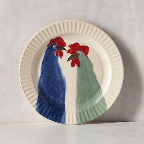 Chickens by Holly Frean · Miss Moss Anthropologie Art, Chicken Plating, Diy Pottery Painting, Art Cart, Keramik Design, Pottery Crafts, Diy Pottery, Ceramics Pottery Art, Ceramics Ideas Pottery