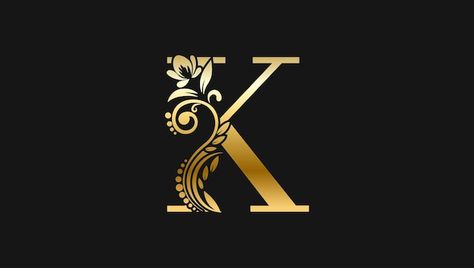 Vector luxury letter k golden name initi... | Premium Vector #Freepik #vector #alphabet #lettering-alphabet #letters #letters-logo K Letter Design, Golden Logo Design, K Name, K Logo Design, Logo K, Vector Alphabet, Alphabet Lettering, K Logo, Name Unique