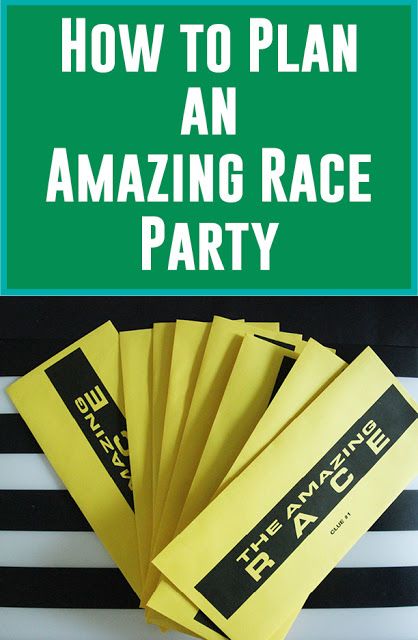 How to Plan an Amazing Race Party! (and More Free Printables) | Less Than Perfect Life of Bliss | home, diy, travel, parties, family, faith Birthday Party Camping Theme, Party Camping Theme, Race Clues, Adult Camping Party, Amazing Race Challenges, Birthday Party Camping, Amazing Race Games, Ideas For Birthday Party, Amazing Race Party