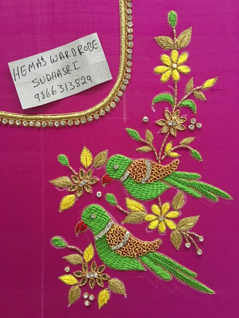 Sudhasri hemaswardrobe Sudhasri Hemaswardrobe, Simple Aari Work Blouse Design, Simple Aari Work Blouse, Blouse Design Aari Work, Simple Aari Work, Aari Work Blouse Design, Blouse Maggam Work, Peacock Embroidery Designs, Maggam Work Blouse