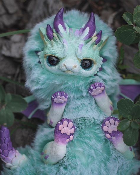 Gift of Mercury toys on Instagram: “#mercuriandragon 💚Meet Grumpy dragon in new minty colour variation. Choosing colour palette we were admiring orchid flower. It combines…” Dragons Gift, Fantasy Art Dolls, Cute Fantasy Creatures, Fantasy Doll, Dragon Artwork, Mystical Creatures, Anime Dolls, Print Inspiration, Cute Toys