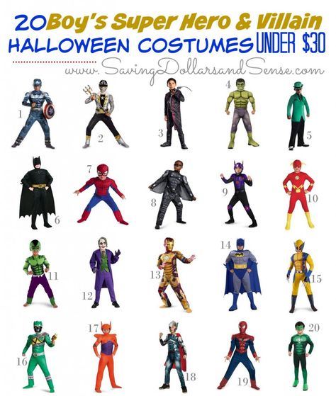 Costumes With Glasses, Superhero And Villain Costumes, Superhero Costumes For Boys, Affordable Halloween Costumes, Villain Dresses, Superhero Halloween Costumes, Costumes For Boys, Hero Villain, Character Halloween Costumes