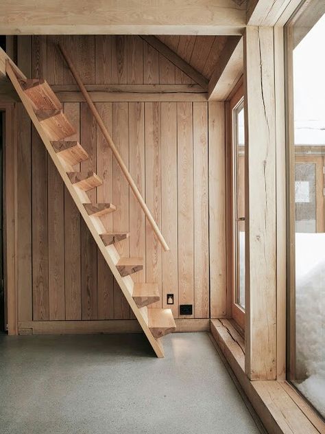 Stair Ladder, Wooden Staircase, Tiny House Stairs, Diy Staircase, Loft Stairs, Loft Ladder, Staircase Decor, Attic Stairs, Tiny Cabins