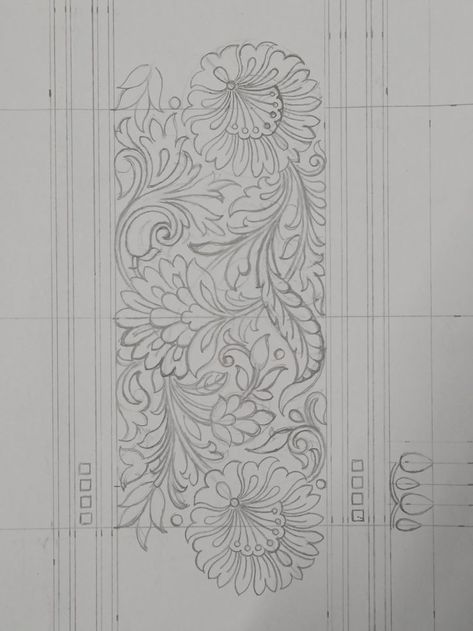 Saree Butta Design Sketch, Border Khaka Designs, Saree Border Drawing, Hand Embroidery Saree Border Designs, Saree Border Designs Embroidery, Saree Border Designs Drawing, Saree Border Embroidery Design, Paisley Border Design, Border Design Saree