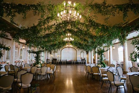 Wedding venue transformed into a secret garden {Could do with all different kinds of decorations} Indoor Garden Wedding, Secret Garden Parties, Garden Party Theme, Secret Garden Wedding, Salou, Event Themes, Garden Theme, The Ceiling, Michigan Wedding