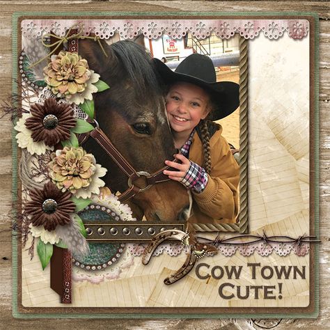 Layout by Sherry Horseback Riding Scrapbook Layouts, Horse Scrapbook Ideas, Rodeo Scrapbook Pages, Cowgirl Scrapbook Layouts, Western Scrapbook Layouts, Horse Scrapbook Layouts, Western Scrapbook Ideas, Cowboy Scrapbook Layouts, Ffa Scrapbook Ideas