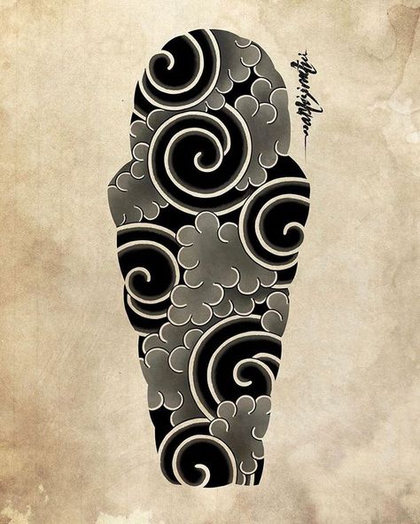 Japanese Tattoo Background, Pisces Anime, Japanese Water Tattoo, Tato Irezumi, Japanese Cloud Tattoo, Cloud Tattoo Design, Background Tattoo, Japanese Background, Japanese Flower Tattoo