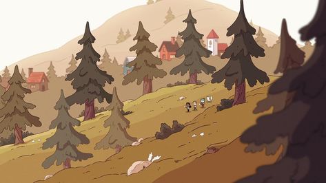 Hilda background appreciation!⁣⁣Chapter 4: The Sparrow Scouts⁣⁣#HildaTheSeries Hilda Background, New Background, Bg Design, Forest Background, Cartoon Background, Landscape Illustration, Art Style Inspiration, Animation Background, New Backgrounds