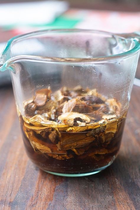 Dried mushrooms are a handy and flavorful ingredient to have in your pantry. via @thecookful Dehydrated Mushrooms Using, How To Rehydrate Dried Mushrooms, How To Use Dehydrated Mushrooms, Dehydrated Mushrooms Recipes, Using Dried Mushrooms, Dry Mushroom Recipes, Stuffed Pizza Bread, Dehydrating Mushrooms, Oyster Mushroom Recipe