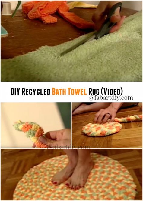 Craftionary Crochet Bathroom Rug, Video Crafts, Crochet Bathroom, Rug Diy, Braided Rug Diy, Crochet Rugs, Simple Video, Rug Tutorial, Towel Rug