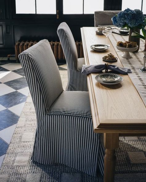 Stoffer Home on Instagram: "The Lindy Slipcovered Dining Chair is a timeless, handcrafted piece with 15 beautiful fabrics to choose from. Featured in our exclusive Stoffer Home x Cloth and Company collection, it’s a perfect blend of elegance and comfort. Don’t miss out—today and tomorrow until 11:59 PM EST, you can get 20% off this special collection!" Guest Room With Desk, Dining Room Refresh, Stoffer Home, Low Back Dining Chairs, Fabric Dining Room Chairs, Dining Room Chairs Upholstered, High Back Dining Chairs, Room Refresh, Dining Chair Slipcovers