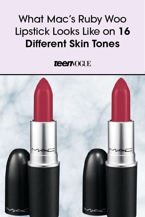 MAC Ruby Woo lipstick is a bestseller for a reason. See it on 16 different skin tones. Lipstick For Cool Skin Tones, Mac Red Lipstick For Fair Skin, Mac Red Lipstick Swatches, Ruby Woo Makeup Look, Ruby Woo Mac On Dark Skin, Mac Russian Red Lipstick, Mac Red Lipstick, Red Lipstick Swatches, Mac Ruby Woo Lipstick