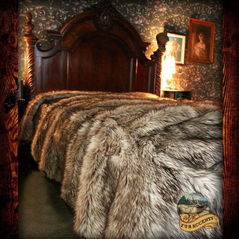 Gray Wolf Bedspread Plush Faux Fur Coyote Bear Skin Sheepskin Shag Throw Blanket #FURACCENTS #PlushAnimalFur Wolf Shag, Fur Bedspread, Designer Throw Blanket, Faux Fur Bedding, Fur Comforter, Fur Bedding, Gray Wolf, Faux Fur Throw Blanket, Faux Fur Rug