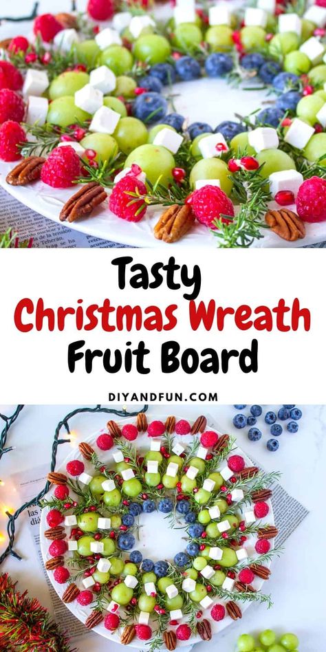 Charcuterie Fruit Board, Christmas Fruit Dessert, Holiday Fruit Platter, Christmas Wreath Charcuterie, Healthy Charcuterie, Wreath Charcuterie, Christmas Dessert Platter, Charcuterie Fruit, Make Ahead Christmas Appetizers