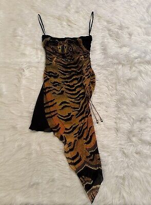 Vivienne Tam New Tiger Rug Print Dress Mesh Silk 90s Vtg Asymmetrical Size 1  | eBay Of Planet Earth Clothing, Ed Hardy Aesthetic Outfits, Tiger Print Clothes, 2000s Baddie Outfits, Leo Venus Fashion, Vintage Designer Clothes, Eclectic Fashion Style Bohemian, Save The Queen Clothing, 90’s Runway