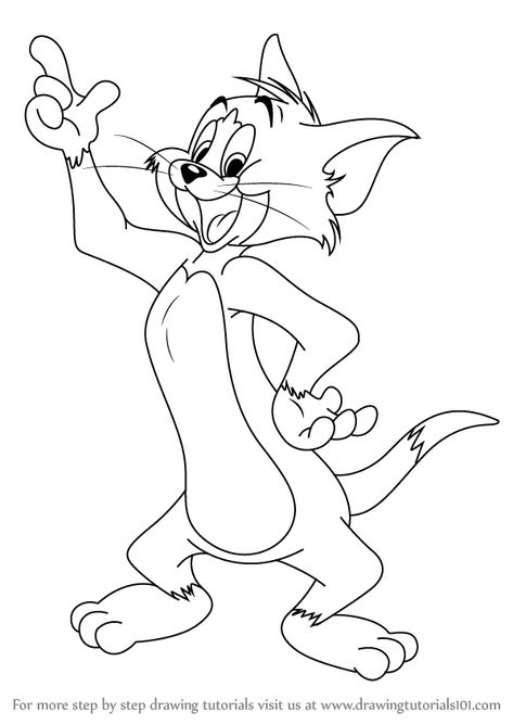 Learn How to Draw Tom Cat (Tom and Jerry) Step by Step : Drawing Tutorials Tom Drawing Easy, Drawing Tom And Jerry, Tom And Jerry Pencil Drawing, Jerry Drawing, Tom And Jerry Drawing Pencil, How To Draw Tom And Jerry, Tom Y Jerry Dibujos, Tom Cartoon, Cartoons Jerry