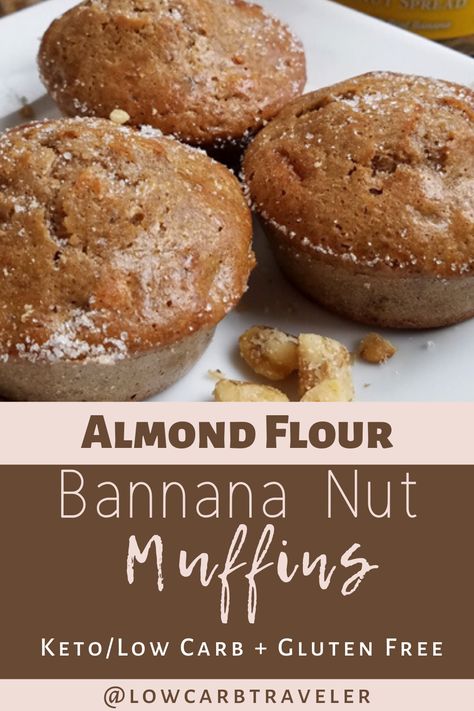 Keto Banana Nut Muffins, Low Carb Banana Muffins, Keto Banana Bread Recipe, Banana Nut Muffins Recipe, Nut Muffins Recipe, Banana Chocolate Chip Muffins Healthy, Low Carb Banana, Keto Banana, Nut Butter Recipes