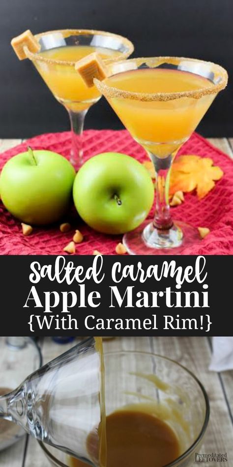 Appletini Recipe, Caramel Cocktail, Apple Martini Recipe, Salted Caramel Vodka, Caramel Martini, Caramel Apple Martini, Caramel Drinks, Caramel Vodka, Apple Caramel