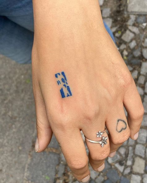 Small Blue Tattoo, Letter Tattoo, Blue Tattoo, Tattoo Lettering Fonts, Fish Tattoo, Cool Small Tattoos, Small Hand Tattoos, Hand Poke, Stick And Poke