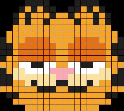 Garfield Bead Pattern, Garfield Kandi Pattern, Perler Bead Patterns Garfield, Garfield Cross Stitch Pattern, Kandi Garfield, Garfield Perler Bead Patterns, Garfield Alpha Pattern, Yellow Perler Bead Patterns, Bead Perler Pattern