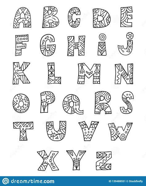 Illustration about Hand drawn boho alphabet. Doodle painted letters. Vector illustration in ethnic styles. Zentangl. Illustration of decorative, contour, decoration - 139488551 Fonts Doodle, Doodle Font, Alphabet Letters Design, Doodle Alphabet, Stylish Alphabets, Typography Alphabet, Doodle Fonts, Doodle Style, Drawing Letters