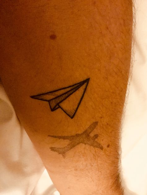 Paper airplane tattoo, with B787 shadow Aeroplane Tattoo, Paper Airplane Tattoo, Butterfly Ankle Tattoos, Paper Airplane Tattoos, Paper Plane Tattoo, Small Lion Tattoo, Small Rib Tattoos, Airplane Tattoo, Plane Tattoo