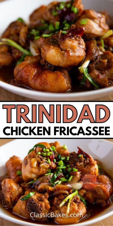 Trinidad Stew Chicken Recipe, Macaroni Pie, Trinidadian Recipes, Chicken Fricassee, Trinidad Recipes, Recipes By Ingredients, Carribean Food, Stew Chicken, Trini Food