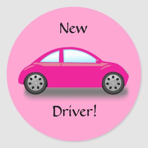 New Driver Pink Car Sticker | Zazzle.com | New drivers, Pink car, Car stickers Driving Stickers, 2024 Aspirations, Purple Cars, Purple Car, Birthday Card Drawing, Driver License, Driver Era, Business Card Design Creative, New Driver