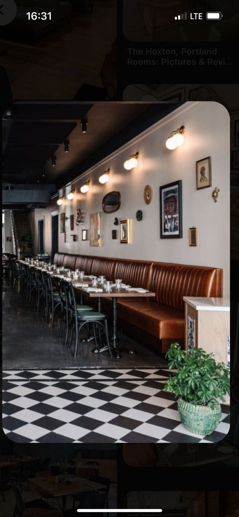 Long Booth Seating Restaurant, Brown Leather Banquette Seating, Leather Banquette Seating Restaurant, Brown Leather Banquette, Restaurant Booths Design, Leather Booths Restaurant, Booth Restaurant Design, Classic Italian Restaurant Design, Basement Restaurant Design