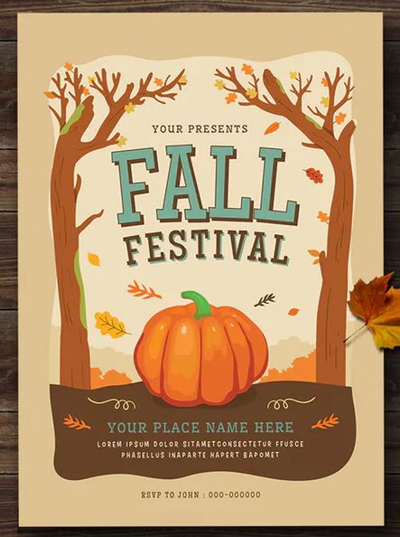 Fall Festival Flyer Template AI, PSD Fall Festival Poster Ideas, Freshers Party Poster Design, Fall Festival Poster, Fall Festival Flyer, Festival Template, Fall Party Themes, Harvest Fest, Fundraiser Flyer, Free Psd Flyer Templates