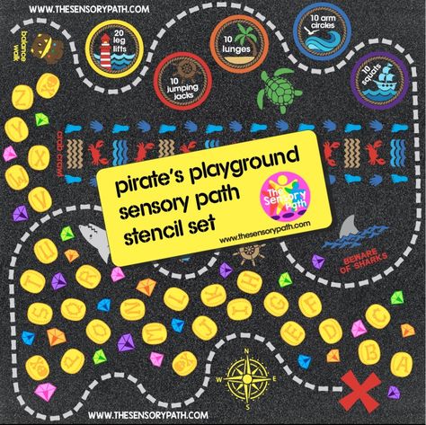 Sensory Path Outdoor, Sensory Hallway, Sensory Playground, Sensory Path, Pirate Island, Treasure Coin, Ahoy Matey, Walking Paths, Outdoor Stickers