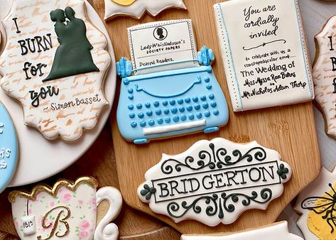 Weddings | Life is Sweet Bridgerton Cookies Decorated, Bridgerton Sugar Cookies, Bridgerton Cookies, Cookies Theme, Bridal Shower Cookies, Life Is Sweet, Tea Party Invitations, Cookie Favors, Fancy Cookies