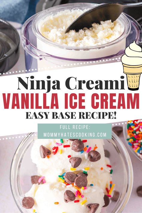 Make the best ninja creami recipe with this ninja creami vanilla ice cream recipe, then use your favorite items to mix-in too! Vanilla Ninja Creami Ice Cream Recipes, Ninja Creami Vanilla Ice Cream, Ninja Creami Recipe, Ninja Creamy, Creami Recipes, Vanilla Ice Cream Recipe, Cooking App, Ninja Recipes, Australia Food