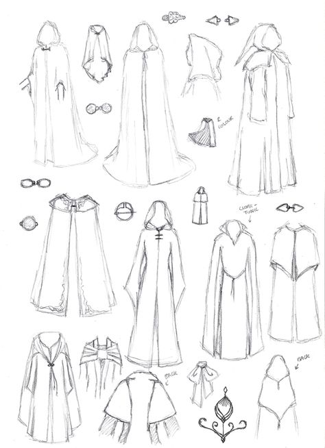 Hooded Robe Drawing, Vampire Cloak Drawing, Hooded Cloak Drawing Reference, Fantasy Cloak Art, Fantasy Clothing Drawing, Hood Drawings, Cape Drawing, Hood Drawing, Hood Cloak