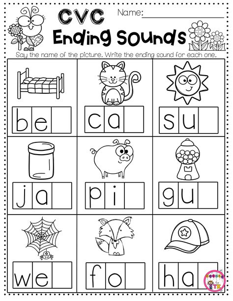 Just in time for spring! CVC Ending Sounds Practice. Use these May/Spring math and literacy worksheets for centers, homework, or early finishers. Perfect for preschool, pre-k, transitional kindergarten (TK), or kindergarten curriculum. These worksheets have kids practice Letter Recognition, Number Recognition, Counting, Tracing, Colors, patterns and more! Ending Sounds Worksheets Free Preschool, Ending Sounds Worksheets Free Kindergarten, What Should Kindergarteners Learn, Final Sounds Kindergarten, Letter And Sounds Activities, Phonics Practice Kindergarten, Spelling Activities For Preschoolers, Sight Word For Preschool, Senior Kindergarten Activities