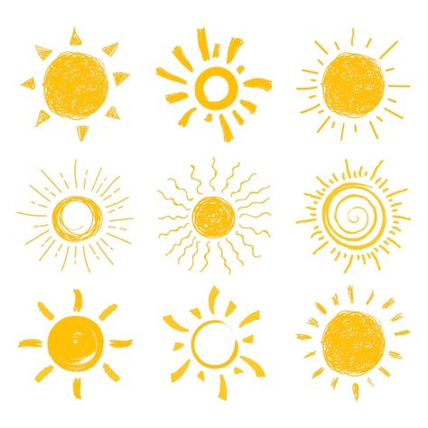 Button Mobile, Space Doodles, Circus Design, Summer Vector, Sun Icon, Sun Drawing, Vector Doodle, Kids Doodles, Sun Illustration