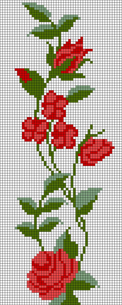 Alpha pattern #97659 variation #185267 | BraceletBook Cross Stitch Rose Flowers, Rose Alpha Pattern, Flowers Alpha Pattern, Flower Alpha Pattern, Pixel Flower Pattern, Rose Cross Stitch Pattern, Beaded Flowers Patterns, Felt Flowers Diy, Pixel Crochet