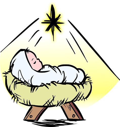 Baby Jesus Manger Scene - Free vector clipart images on creazilla.com Baby Jesus Manger, Baby Jesus In Manger, Jesus In Manger, Nativity Clipart, Christmas Vinyl, Free Clipart Images, Star Of Bethlehem, Jesus Images, Free Clipart